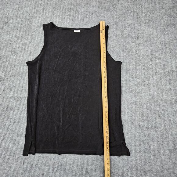 Chicos Tank Top Womens 2 Black Travelers Side Slit Minimal Wrinkle Resistant - Picture 2 of 5